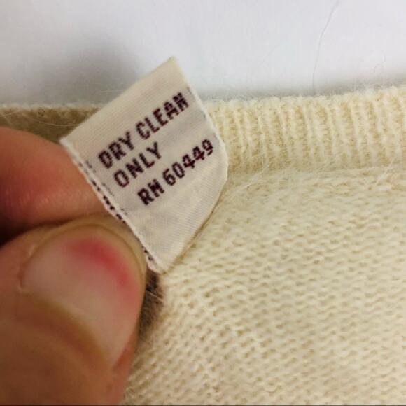 Vintage Embellished Cardigan Sweater Button Front Angora Wool Medium - Picture 9 of 9